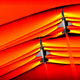 The shockwaves from two T-38 aircraft are seen interacting in this stunning photo. The images were originally monochromatic, and are shown here as a colorized composite image.